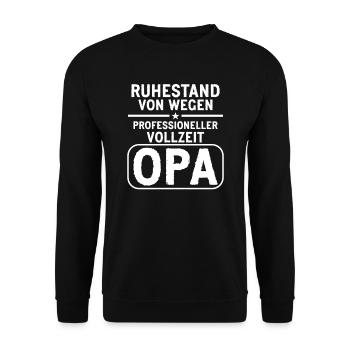 Opa im Dienst Geschenkidee Großvater - Unisex Pullover - Schwarz - Vorne - Alina (178cm) & Michal (187cm)