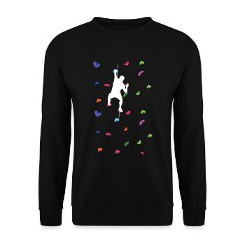 Wander/ Kletter Design Geschenkidee Kletterer Berg - Unisex Pullover - Schwarz - Vorne - Alina (178cm) & Michal (187cm)
