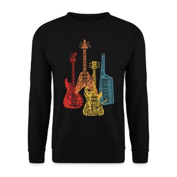 Vintage guitare guitariste guitare électrique bassiste électrique - Sweat-shirt Unisexe - noir - Devant - Alina (178cm) & Michal (187cm)