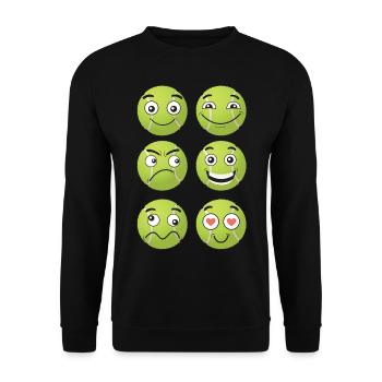 Tennis Comic Gesichter - Unisex Pullover - Schwarz - Vorne - Alina (178cm) & Michal (187cm)