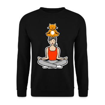 Yoga with the cat - Unisex Sweatshirt - black - Front - Alina (178cm) & Michal (187cm)