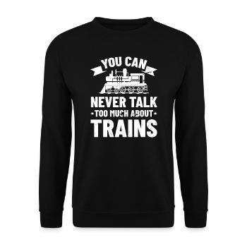 Les conducteurs de train ne parlent jamais trop des trains - Sweat-shirt Unisexe - noir - Devant - Alina (178cm) & Michal (187cm)