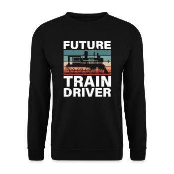 Railroad Train Engineer Future Train Driver - Unisex Sweatshirt - black - Front - Alina (178cm) & Michal (187cm)
