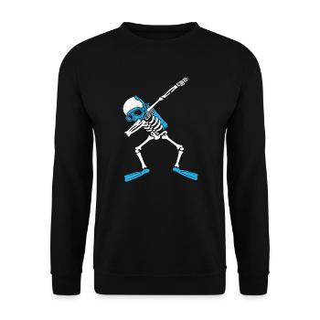 Scuba Diver Dabbing Skeleton Diver Tauchen - Unisex Pullover - Schwarz - Vorne - Alina (178cm) & Michal (187cm)