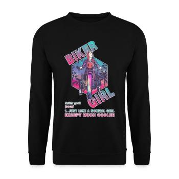 Biker Girl, Rider Girl, Racer Girl Definition Kunst - Unisex Pullover - Schwarz - Vorne - Alina (178cm) & Michal (187cm)