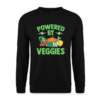Vegetarian Powered By Veggies Vegan - Unisex Sweatshirt - black - Front - Alina (178cm) & Michal (187cm)