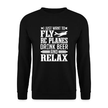 Luftfahrt Model Fly RC Flugzeuge Trinken Bier RC Flugzeug - Unisex Pullover - Schwarz - Vorne - Alina (178cm) & Michal (187cm)
