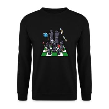 Chess Board Chess Pieces Fighter Chess - Unisex Sweatshirt - black - Front - Alina (178cm) & Michal (187cm)