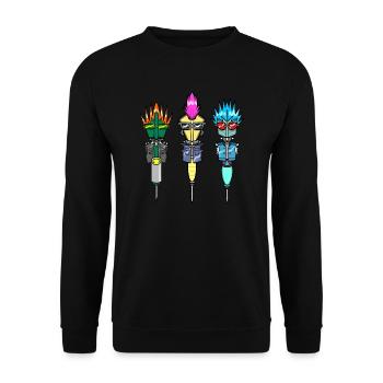 Joueur de fléchettes Fléchettes Flèches Punk Cheveux Fléchettes Fléchettes - Sweat-shirt Unisexe - noir - Devant - Alina (178cm) & Michal (187cm)