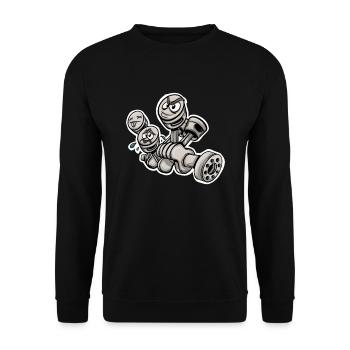 Working Engine Pistons Car Mechanic - Unisex Sweatshirt - black - Front - Alina (178cm) & Michal (187cm)