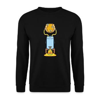 Imkerbienenwabe mit Zapfhahn Bienenzucht - Unisex Pullover - Schwarz - Vorne - Alina (178cm) & Michal (187cm)