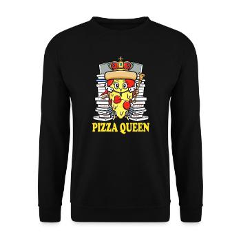 Restauration rapide Cuisine Italienne Pizza Queen Pizza Lover - Sweat-shirt Unisexe - noir - Devant - Alina (178cm) & Michal (187cm)
