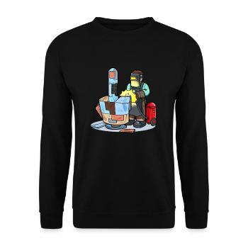 Schweißen Metall Mittelfingerschweisser - Unisex Pullover - Schwarz - Vorne - Alina (178cm) & Michal (187cm)