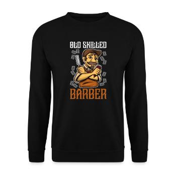Barbershop Friseur Alter erfahrener Barbier - Unisex Pullover - Schwarz - Vorne - Alina (178cm) & Michal (187cm)