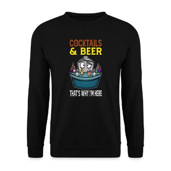 Cocktails Biere Deshalb bin ich hier Barkeeper - Unisex Pullover - Schwarz - Vorne - Alina (178cm) & Michal (187cm)