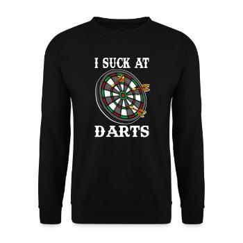 Dart Player Dartboard I Suck At Darts - Unisex Sweatshirt - black - Front - Alina (178cm) & Michal (187cm)