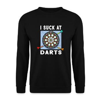Dart Dartboard Darts Player I Suck At Darts - Unisex Sweatshirt - black - Front - Alina (178cm) & Michal (187cm)