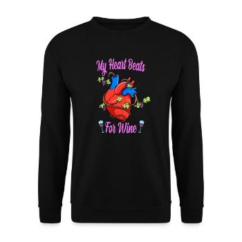 Wine Drinker My Heart Beats Only For Wine Lover - Unisex Sweatshirt - black - Front - Alina (178cm) & Michal (187cm)
