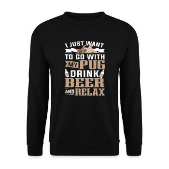Propriétaire de chien carlin Je veux juste aller avec mon carlin - Sweat-shirt Unisexe - noir - Devant - Alina (178cm) & Michal (187cm)