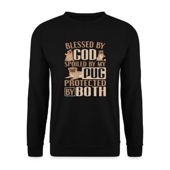 Propriétaire de chien carlin béni par Dieu gâté par mon carlin - Sweat-shirt Unisexe - noir - Devant - Alina (178cm) & Michal (187cm)