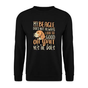 Le propriétaire du chien Beagle a l’air bien Beagle Chien - Sweat-shirt Unisexe - noir - Devant - Alina (178cm) & Michal (187cm)
