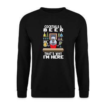 Cocktails Biere Deshalb bin ich hier Barkeeper - Unisex Pullover - Schwarz - Vorne - Alina (178cm) & Michal (187cm)
