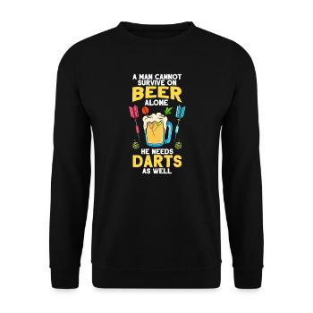 Dart Dartboard A Man Cannot Survive On Beer Darts - Unisex Sweatshirt - black - Front - Alina (178cm) & Michal (187cm)