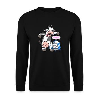 Milchkartons rufen Kuh Mama Milchbauernkuh - Unisex Pullover - Schwarz - Vorne - Alina (178cm) & Michal (187cm)