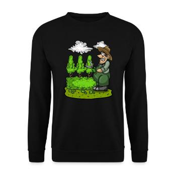 Gartengärtner Schnitthecke Mittelfinger Gartenarbeit - Unisex Pullover - Schwarz - Vorne - Alina (178cm) & Michal (187cm)