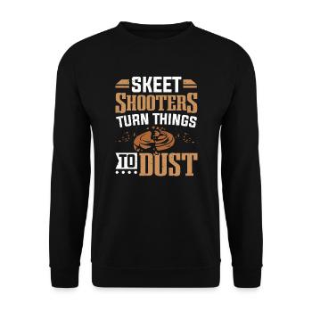 Skeet-Shooter verwandeln die Dinge in Dust Skeet Shooting - Unisex Pullover - Schwarz - Vorne - Alina (178cm) & Michal (187cm)