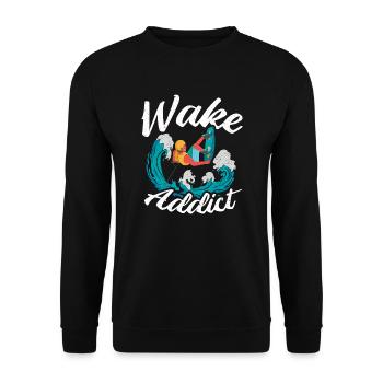 Wakeboarder Wake Addict Wakeboard Wakeboarding - Unisex Sweatshirt - black - Front - Alina (178cm) & Michal (187cm)