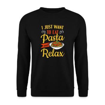 I Just Wanna Eat Pasta And Relax Pasta - Unisex Sweatshirt - black - Front - Alina (178cm) & Michal (187cm)