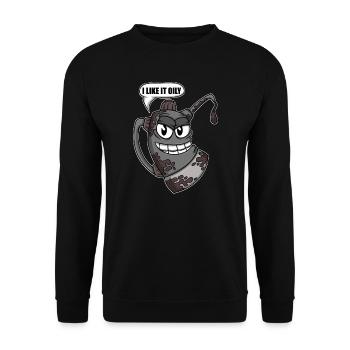 Öl kann ich es gefällt öliger Automechaniker - Unisex Pullover - Schwarz - Vorne - Alina (178cm) & Michal (187cm)