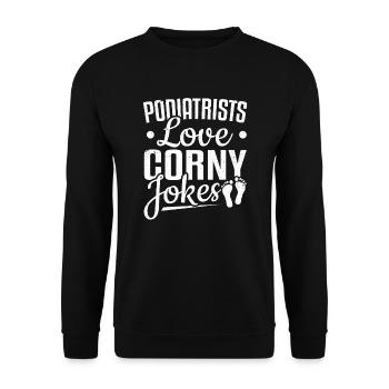 Podologen lieben kitschige Witze Podologie Podologie - Unisex Pullover - Schwarz - Vorne - Alina (178cm) & Michal (187cm)