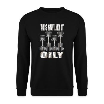 Piston This Guy Like It Oily Car Mechanic - Unisex Sweatshirt - black - Front - Alina (178cm) & Michal (187cm)