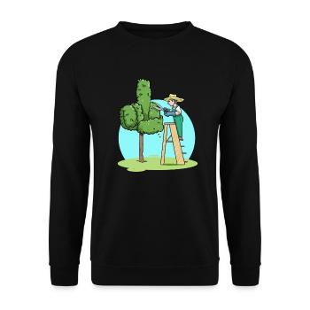 Gartengärtner Schnitthecke Mittelfinger Gartenarbeit - Unisex Pullover - Schwarz - Vorne - Alina (178cm) & Michal (187cm)