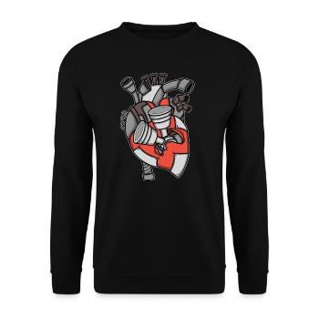 Engine Heart Pistons Car Mechanic - Unisex Sweatshirt - black - Front - Alina (178cm) & Michal (187cm)