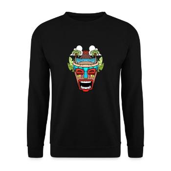 Tiki Head Tiki Hawaï Hawaï Luau - Sweat-shirt Unisexe - noir - Devant - Alina (178cm) & Michal (187cm)