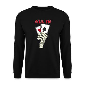 Joueur de poker Cartes de poker 7 2 Skeleton Hand Poker - Sweat-shirt Unisexe - noir - Devant - Alina (178cm) & Michal (187cm)