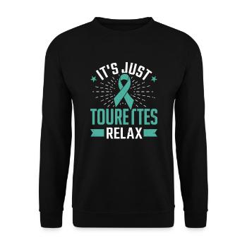 Tourette Syndrome Relax It's Just Tourettes - Unisex Sweatshirt - black - Front - Alina (178cm) & Michal (187cm)