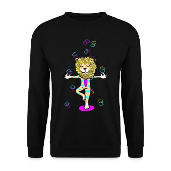 Kinder Yoga Löwe Meditation bunt farbenfroh Yogi - Unisex Pullover - Schwarz - Vorne - Alina (178cm) & Michal (187cm)