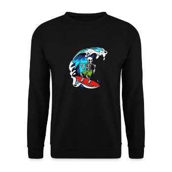 Seleton Surfer Surfen - Unisex Pullover - Schwarz - Vorne - Alina (178cm) & Michal (187cm)