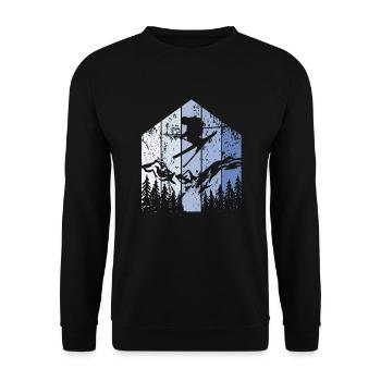 Skifahren Ski Ski Ski Winter Sport Ski - Unisex Pullover - Schwarz - Vorne - Alina (178cm) & Michal (187cm)