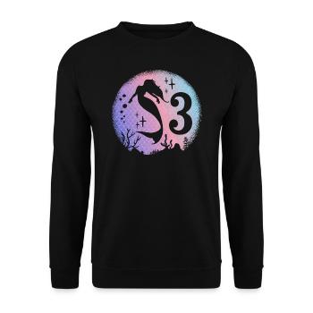 Sirène Anniversaire Fille 3 ans Sirène - Sweat-shirt Unisexe - noir - Devant - Alina (178cm) & Michal (187cm)