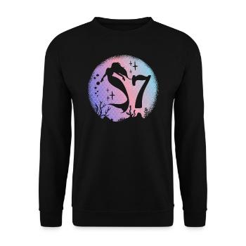 Mermaid Birthday Girl 7 years old Mermaid - Unisex Sweatshirt - black - Front - Alina (178cm) & Michal (187cm)
