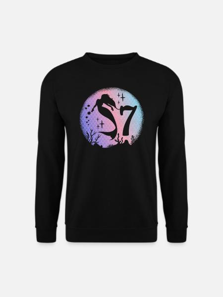 Meerjungfrau Geburtstag Mädchen 7 Jahre alt Nixe - Unisex Pullover - Schwarz