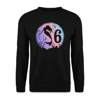 Sirène Anniversaire Fille 6 ans Sirène - Sweat-shirt Unisexe - noir - Devant - Alina (178cm) & Michal (187cm)