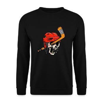 Joueur de hockey sur glace Skull Skeleton Hockey - Sweat-shirt Unisexe - noir - Devant - Alina (178cm) & Michal (187cm)