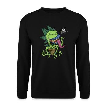 Venus Fly Botanical Monster Plant Carnivorous - Unisex Sweatshirt - black - Front - Alina (178cm) & Michal (187cm)