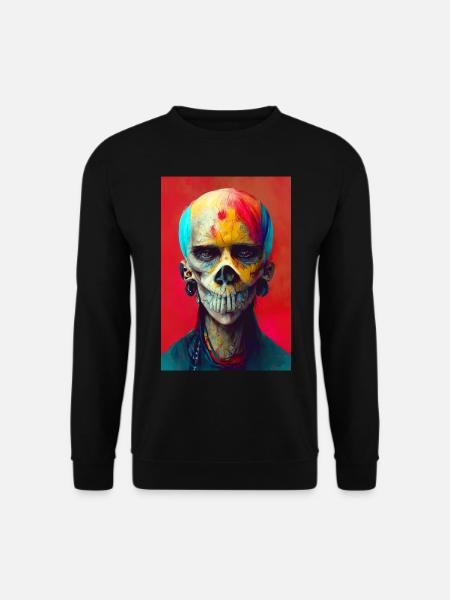 Horror Punk Skelett Zombie Punkrock Farben Surreal - Unisex Pullover - Schwarz